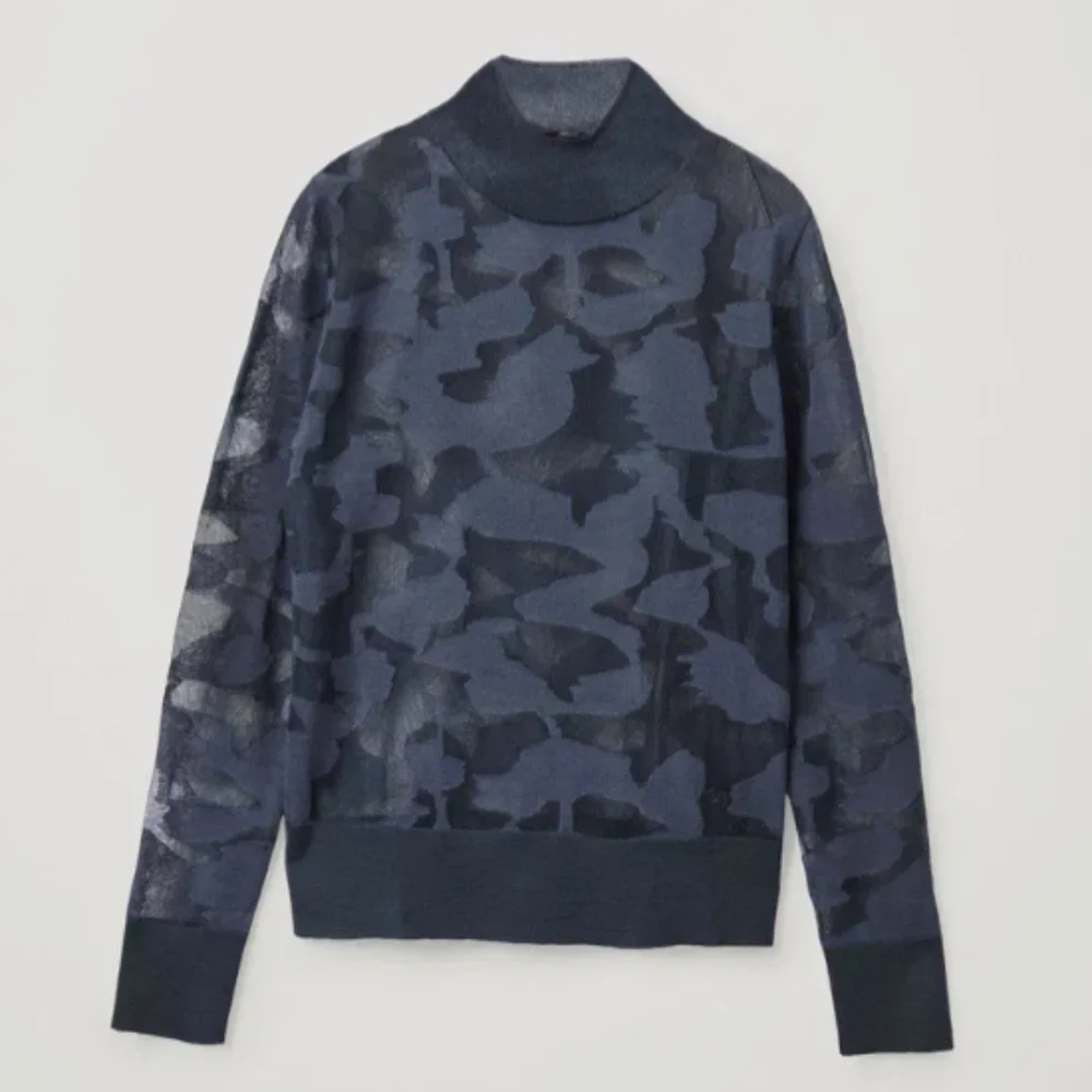 COS Abstract Art Detail Sheer Roll-neck Jumper - Picture 2 of 8